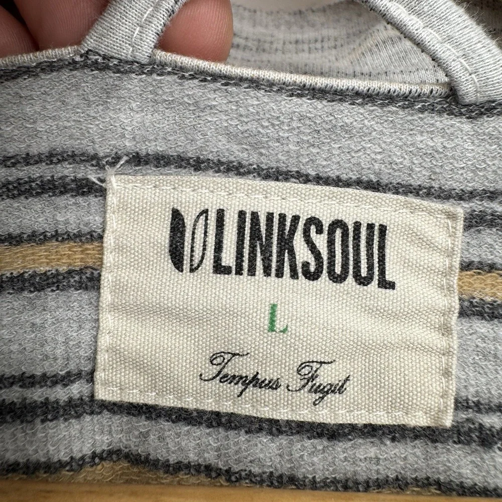 Linksoul Pullover Mens Large Heather Gray‎ Striped Long Sleeve Quarter Zip Golf